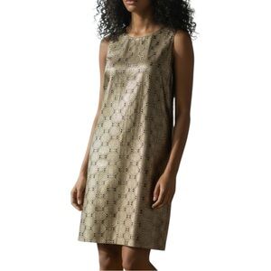 Helene Berman 🇬🇧 gold metallic embroidered shift dress Sz 8 excellent condition